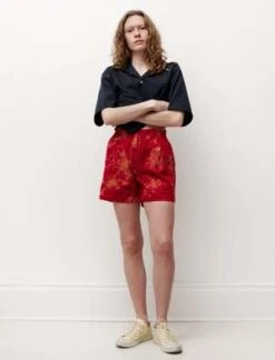 Camiel FortgensCorduroy Bleached Corduroy Shorty Shorts - Red/Orange