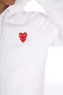 Comme Des Garcons Comme Des GarçonsPlay Stacked Heart Hooded Sweatshirt - White/Red -Garmentory Clothing Shop Comme des Gar ons Play Stacked Heart Hooded Sweatshirt White Red 20221209044356 2