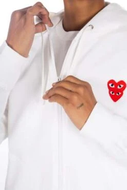 Comme Des Garcons Comme Des GarçonsPlay Stacked Heart Hooded Sweatshirt - White/Red -Garmentory Clothing Shop Comme des Gar ons Play Stacked Heart Hooded Sweatshirt White Red 20221209044357