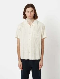 CorridorStriped Seersucker Short Sleeve Shirt - White