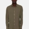 BoglioliCotton French Collar Shirt - Olive