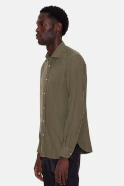 BoglioliCotton French Collar Shirt - Olive -Garmentory Clothing Shop Cotton French Collar Shirt Olive 20231029002834