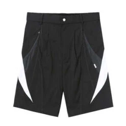 AttemptCurvilinear Cutting Spliced Casual Shorts - Black