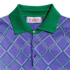 FreshArgyle Extra Fine Crepe Cotton Knitted Polo - Purple 6 FreshArgyle Extra Fine Crepe Cotton Knitted Polo - Purple - Image 6