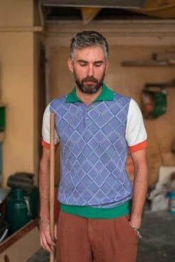 Garmentory Clothing Shop 3 Garmentory Clothing Shop -Garmentory Clothing Shop FRESH Argyle Extra Fine Crepe Cotton Knitted Polo in Purple 20230504172220 1