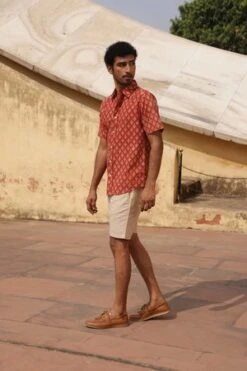DUSHYANT.Hand Printed 'The Prat' Short Sleeve Shirt - Blood Orange Motif Print -Garmentory Clothing Shop Hand Printed The Prat Short Sleeve Shirt in Blood Orange Motif Print 20230204062611 1