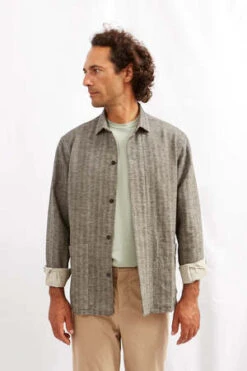 A.b.c.lKimi Hemp Cotton Herringbone Shirt - Gray