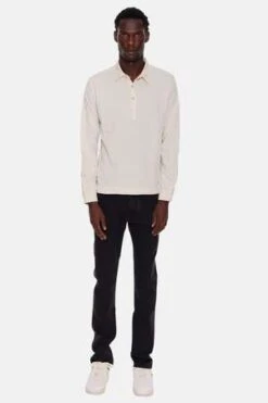 BoglioliLong Sleeve Polo - Vanilla -Garmentory Clothing Shop Long Sleeve Polo Vanilla 20231029003534