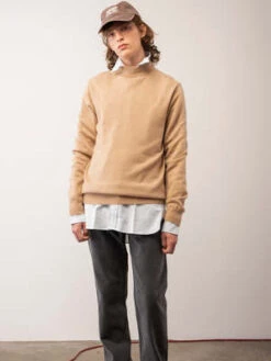 PureCashmere NYCMockneck Sweater - Camel