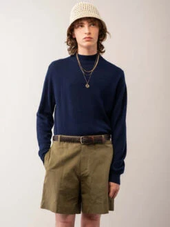 PureCashmere NYCMockneck Sweater - Navy