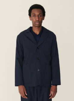 YMCScuttlers Crinkle Gingham Jacket - Navy Black