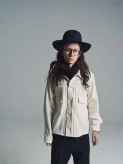 The LettersWool Flannel Tracker Tuck Jacket - Ecru